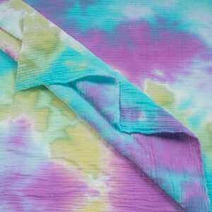 DOUBLE GAUZE TIE DYE PURPLE/AQUA