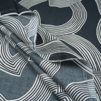 POPLIN ABSTRACT WAVES BLACK