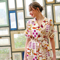 VISCOSE SMALL ABSTRACT ECRU