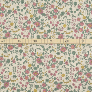 CANVAS PINK & YELLOW FLOWERS NATURAL
