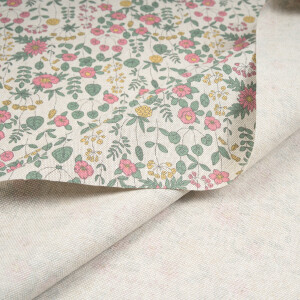 CANVAS PINK & YELLOW FLOWERS NATURAL