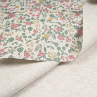 CANVAS PINK & YELLOW FLOWERS NATURAL