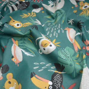 BESCHICHTETE BAUMWOLLE JUNGLE DARK MINT