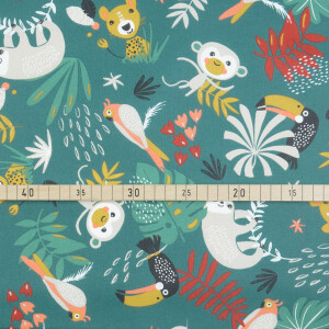 COATED COTTON JUNGLE DARK MINT
