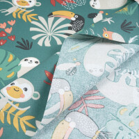 COATED COTTON JUNGLE DARK MINT