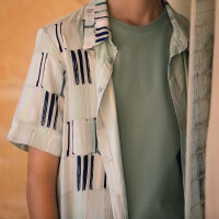 VISCOSE RAYON PAINT STROKES WHITE