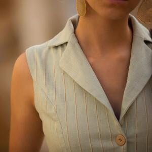 LINEN/VISCOSE LINES 2N MERCURY GREEN