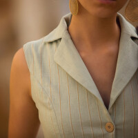 LINEN/VISCOSE LINES 2N MERCURY GREEN