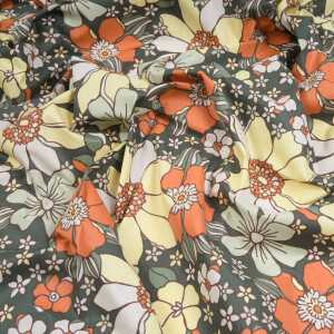 COATED POPLIN RETRO FLOWERS