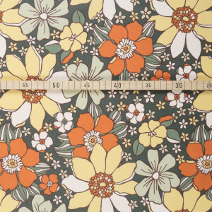 COATED POPLIN RETRO FLOWERS