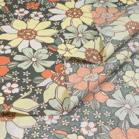 COATED POPLIN RETRO FLOWERS
