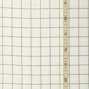DOUBLE GAUZE GRID ECRU/MOSS