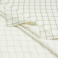 DOUBLE GAUZE GRID ECRU/MOSS