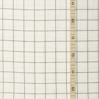 DOUBLE GAUZE GRID ECRU/MOSS
