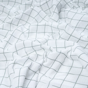 DOUBLE GAUZE GRID WHITE/GREEN