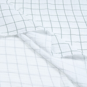 DOUBLE GAUZE GRID WHITE/GREEN