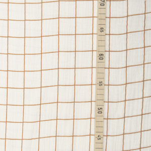DOUBLE GAUZE GRID ECRU/TOFFEE