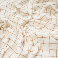 DOUBLE GAUZE GRID ECRU/TOFFEE