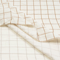 DOUBLE GAUZE GRID ECRU/TOFFEE