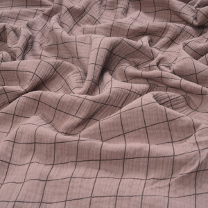 DOUBLE GAUZE GRID MAROON/CACAO