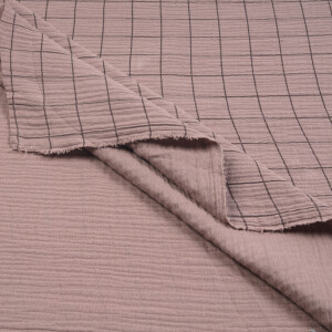 DOUBLE GAUZE GRID MAUVE/CACAO