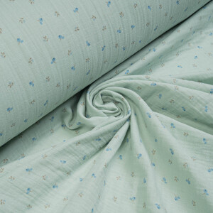 ORGANIC DOUBLE GAUZE BLOSSOM BLUE